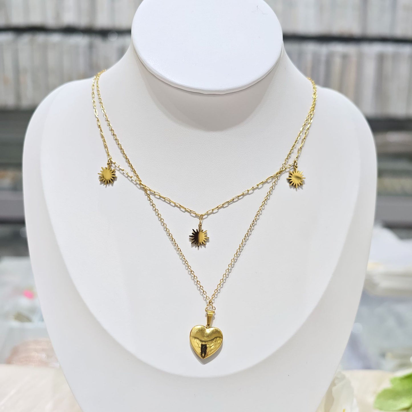 Gold plated heart necklace