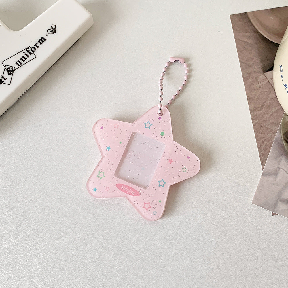 Star mini photo holder keychain
