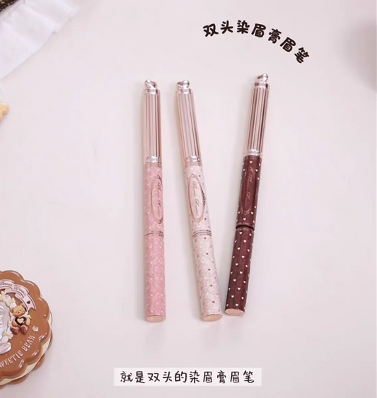 Flower knows sweetheart Bear series Double- head eyebrow coloring crem pencil