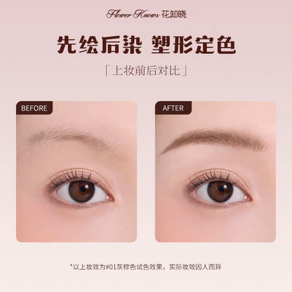 Flower knows sweetheart Bear series Double- head eyebrow coloring crem pencil
