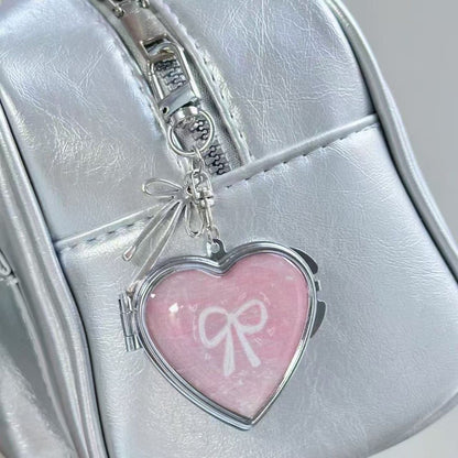 Mirror bow heart shape key chain