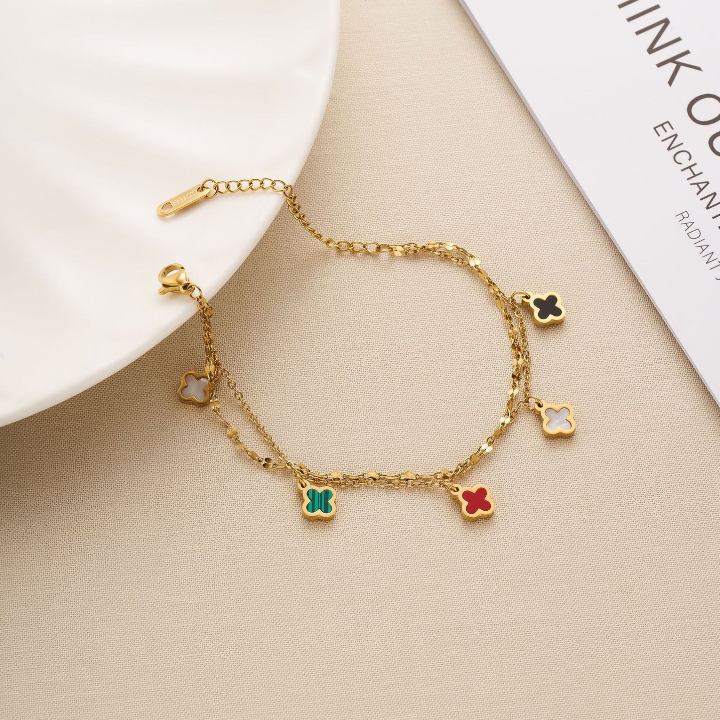 Clover leaf multi colour bracelet
