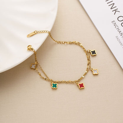 Clover leaf multi colour bracelet