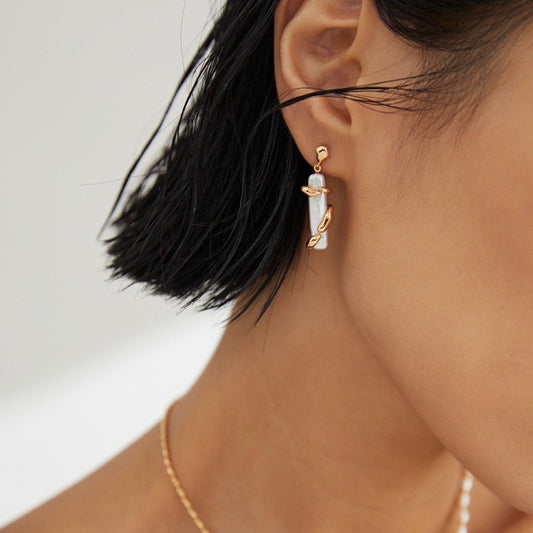 Gold pearl earrings