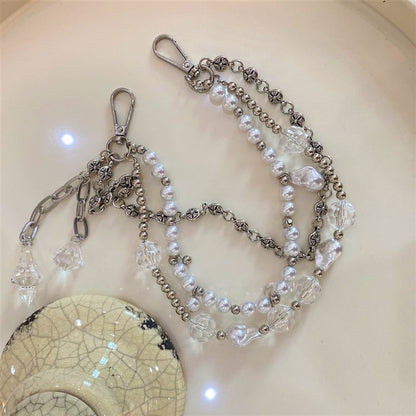 Chrome heart pearl bag chain