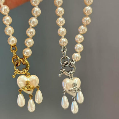 Vivienne Westwood pearl heart dupe necklace
