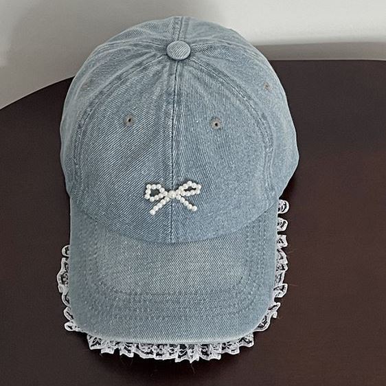 Denim dream lace bow cap