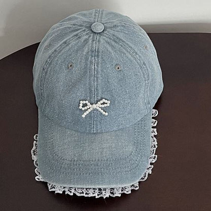 Denim dream lace bow cap