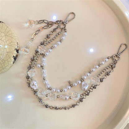 Chrome heart pearl bag chain