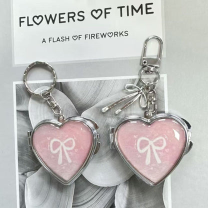 Mirror bow heart shape key chain