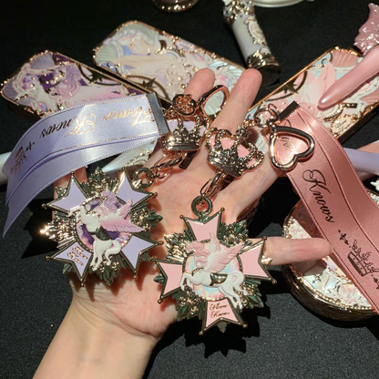 Flower knows knight unicorn under eye eyeshadow bag pandant with small brush