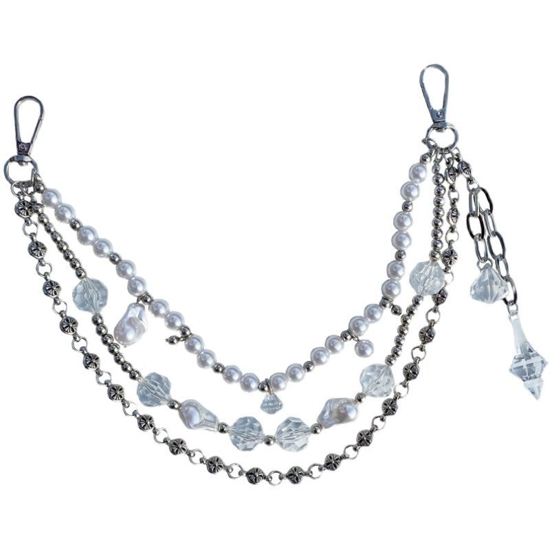 Chrome heart pearl bag chain