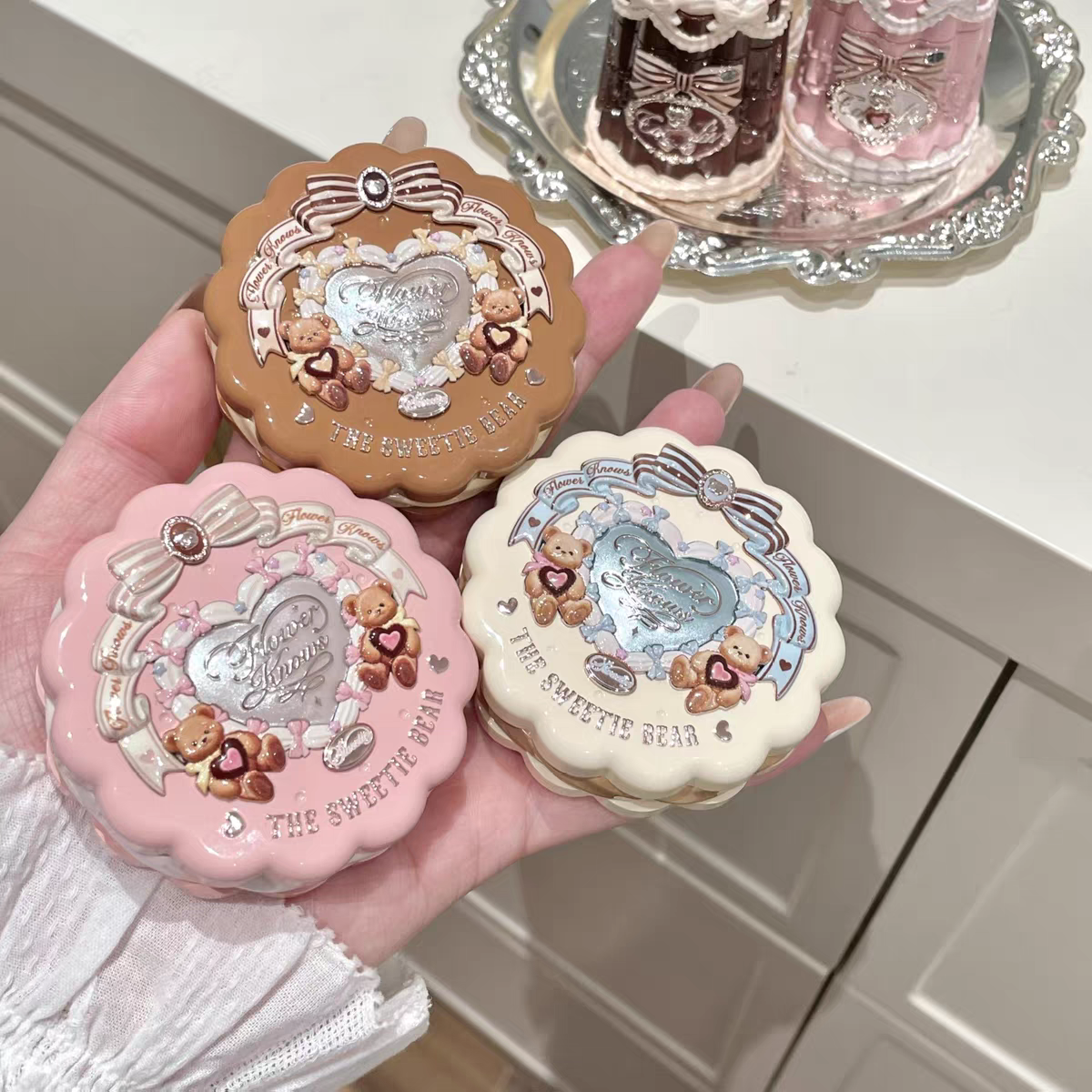 Flower knows sweetheart Bear series  soft light blush