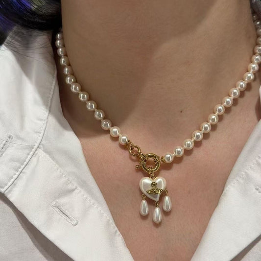 Vivienne Westwood pearl heart dupe necklace