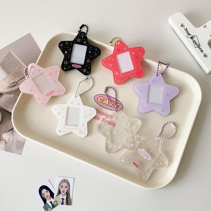 Star mini photo holder keychain