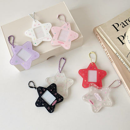 Star mini photo holder keychain