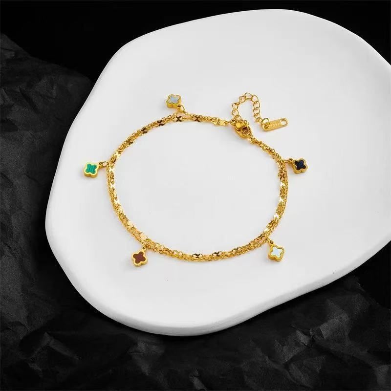 Clover leaf multi colour bracelet