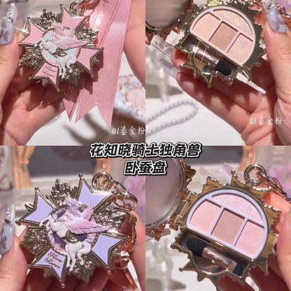 Flower knows knight unicorn under eye eyeshadow bag pandant with small brush