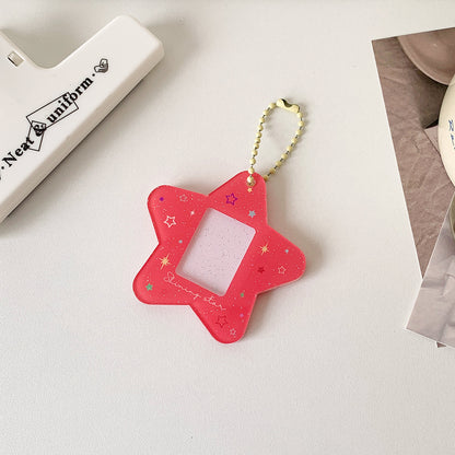 Star mini photo holder keychain