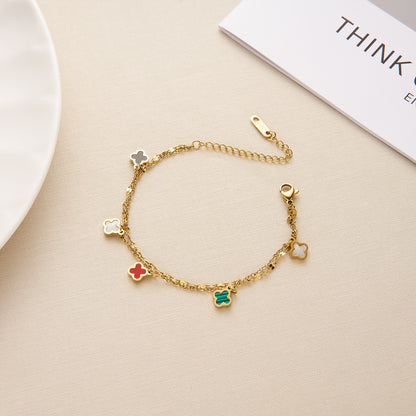Clover leaf multi colour bracelet
